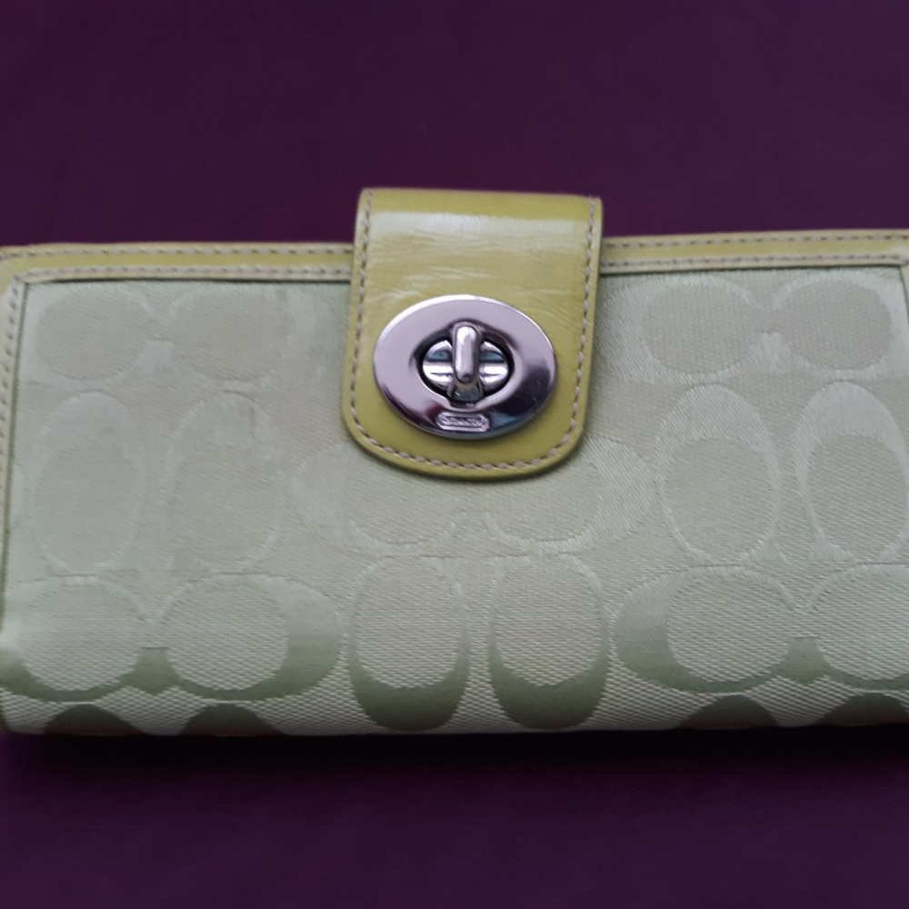 Coach - Lime Green Turn Lock Wallet